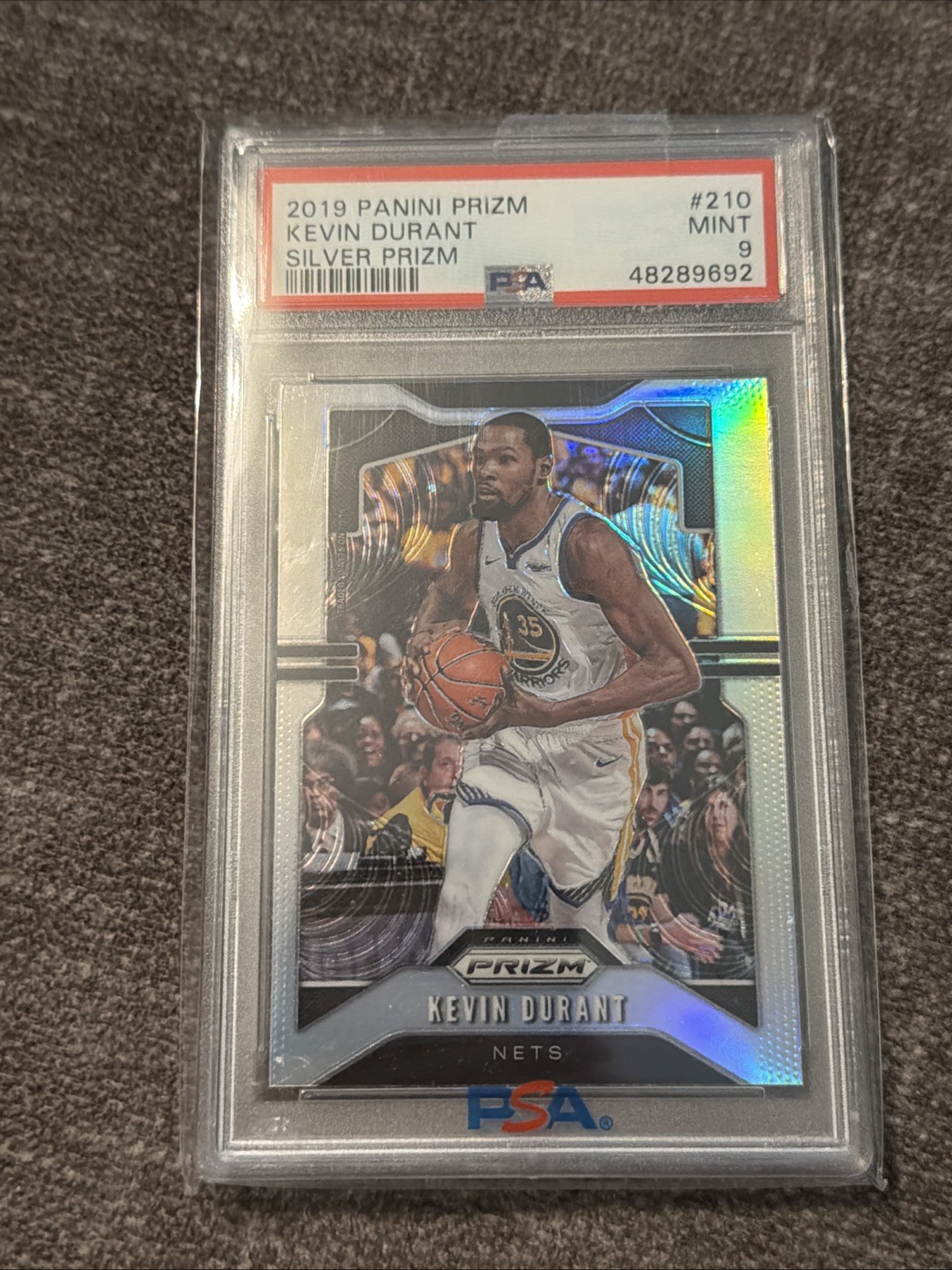 2019 PANINI PRIZM 210 KEVIN DURANT SILVER PRIZM PSA 9