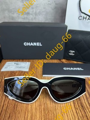 CHANEL SUNGLASSES BLACK WHITE FRAME 100% AUTHENTIC CLASSIC 
