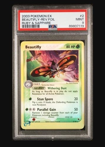 PSA 9 2003 Pokemon EX Ruby & Sapphire Beautifly Reverse Holo #2/109 Mint POP 30
