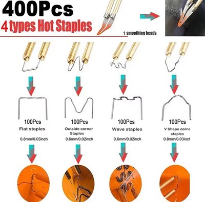 200W Plastic Welding Gun Car Bumper Repair Kit Hot Stapler 400 Staples