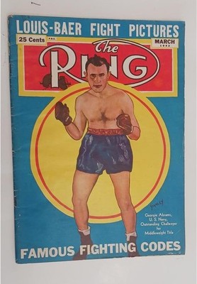 RING MAGAZINE MARCH 1942 GEORGIE ABRAMS JOE LOUIS VS BUDDY BAER TONY ZALE