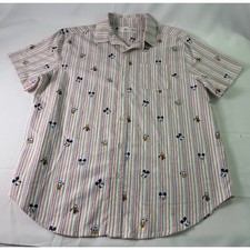 Disney Mickey Mouse Friends Striped Button-Up Shirt - Mens Sizs Large