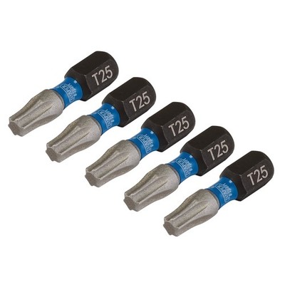 Draper Expert Torx Star Impact Screwdriver Bits T25 x 25mm 1/4'' Hex 5pk 05494