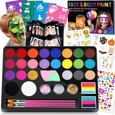 Drawdart Face Painting Kit for Kids - 24 Colors Water Based Non Toxic Face Pa...