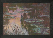 Water Lilies Setting Sun Framed Wall Art Poster Canvas Print Picture