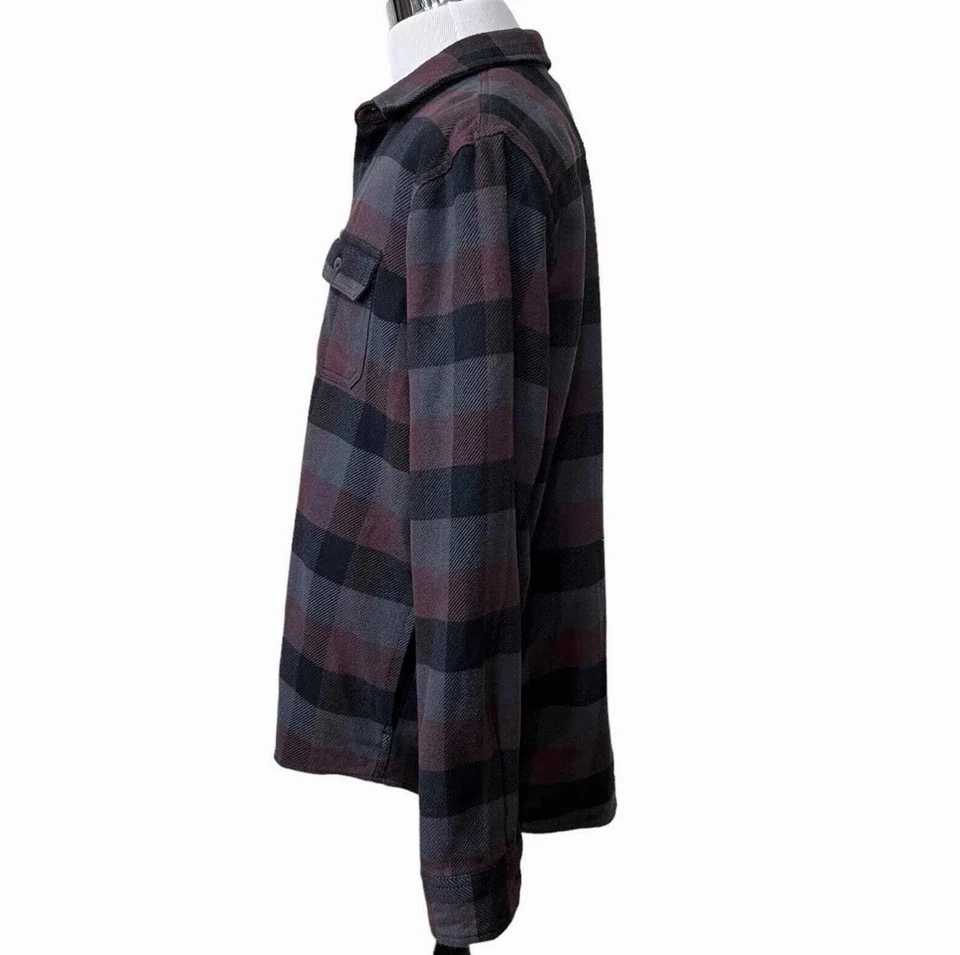 Chaqueta para tareas ORVIS grande a cuadros púrpura negra 100 % algodón Foto 3 de 4