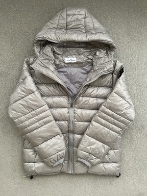 Stone Island Herren Daunenjacke mit Kapuze Grau Größe M Top Zustand Selten