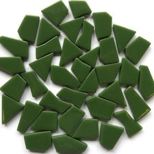 Pine Green Odd Cut Shaped Glass Mosaic Tiles - 25 Tiles - Sizes 3/8 to 1 inch