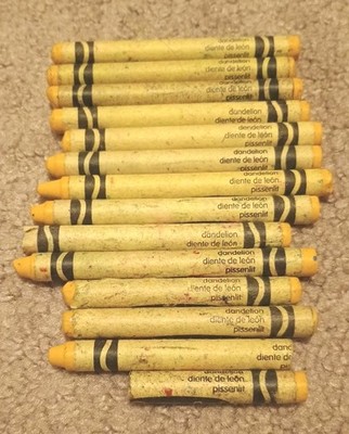 Twelve Full Vintage Discontinued Crayola Dandelion Crayons And Two Half Crayons