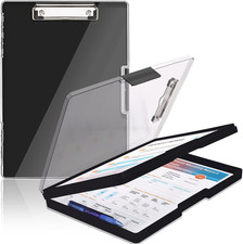 Clipboard with Storage,Heavy Duty Clip Boards 8.5X11 with 2 Storage Case,Clear V