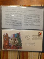 1977 Postmasters of America Medalla Conmemorativa 20 Sterling Moneda Sello Navidad