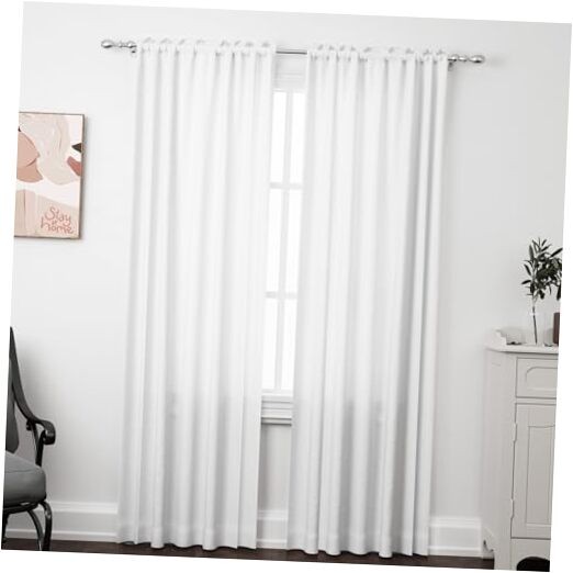 2Pcs 84-Inch White Semi-Sheer Kitchen Tier Curtains 40W x 84L Window Panel Set