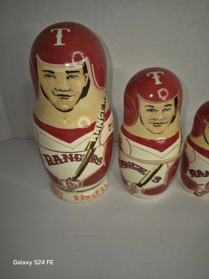 Muñeca de anidación rara de colección matrioska rusa Texas Rangers MLB béisbol Foto 3 de 4