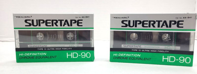 2 New Realistic SUPERTAPE HD-90 Blank Audio Cassette Tape 44-941 Sealed 
