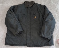 Vtg Carhartt C14 Jacket Mens Sz 3XL Black Coat Canvas Arctic Quilt Lined 90s
