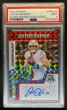 2022 Mosaic Justin Herbert Auto Choice Fusion Red and Yellow #AM-JHE PSA 9 Mint