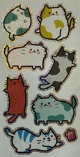 Prismatic CHUNKY CAT Stickers 2 8pcs Feline Fuzzy Paw Print Chubby Card Making