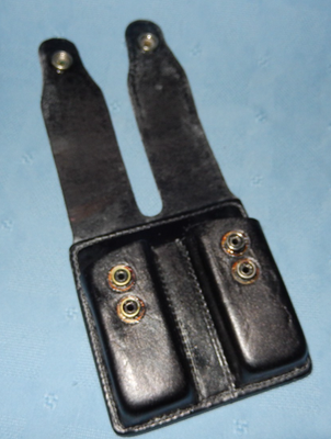 Vintage Bianchi #20W Leather Double Mag Pouch 9mm Auto - Black