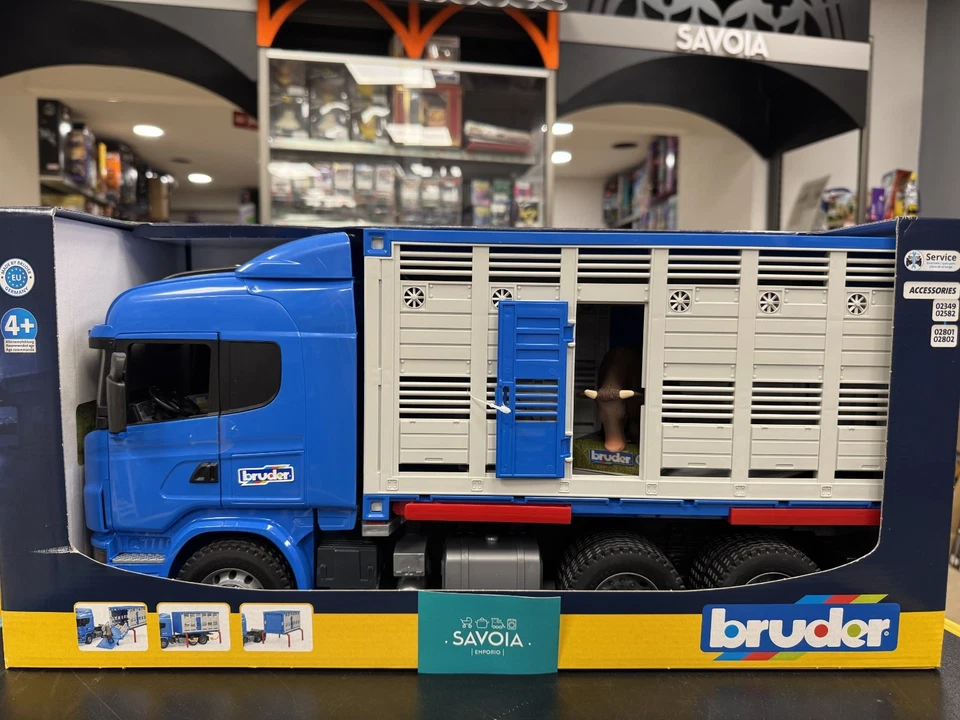 BRUDER 03549 - scala 1:16 - SCANIA TRASPORTO ANIMALI CON MUCCA - FUORI CATALOGO - Immagine 2 di 4