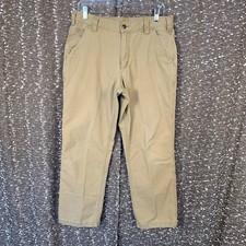 Carhartt Relaxed Fit Tan Canvas Work Pants Carpenter Utility Men's 34x30