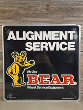 Embossed 16 Sq Bear Wheel Alignment Service Metal Sign Stout-lite