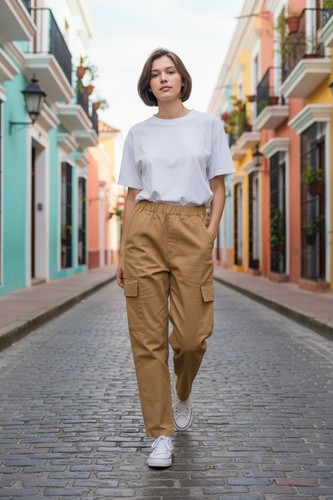 Girls Cargo Pants Tan Khaki