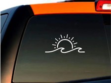 Sun and Wave Beach Decal  Die Cut Vinyl Decal