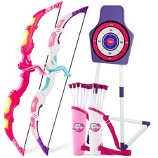 Bow and Arrow Set Girl Toys: 2 Pack LED Light Up Archery Set with 20 Suction ...