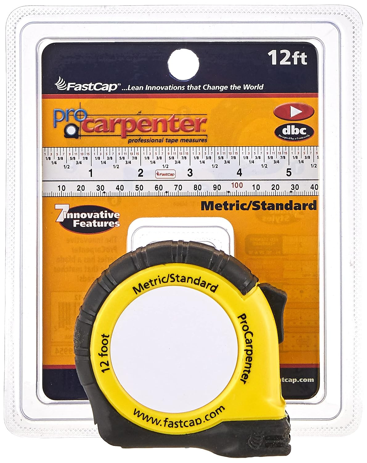 FastCap ProCarpenter Metric/Standard Measuring Tape - Ideal for Yellow, Black 