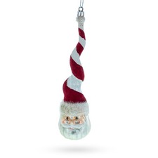 Santa with Quirky Twisted Hat Blown Glass Ornament