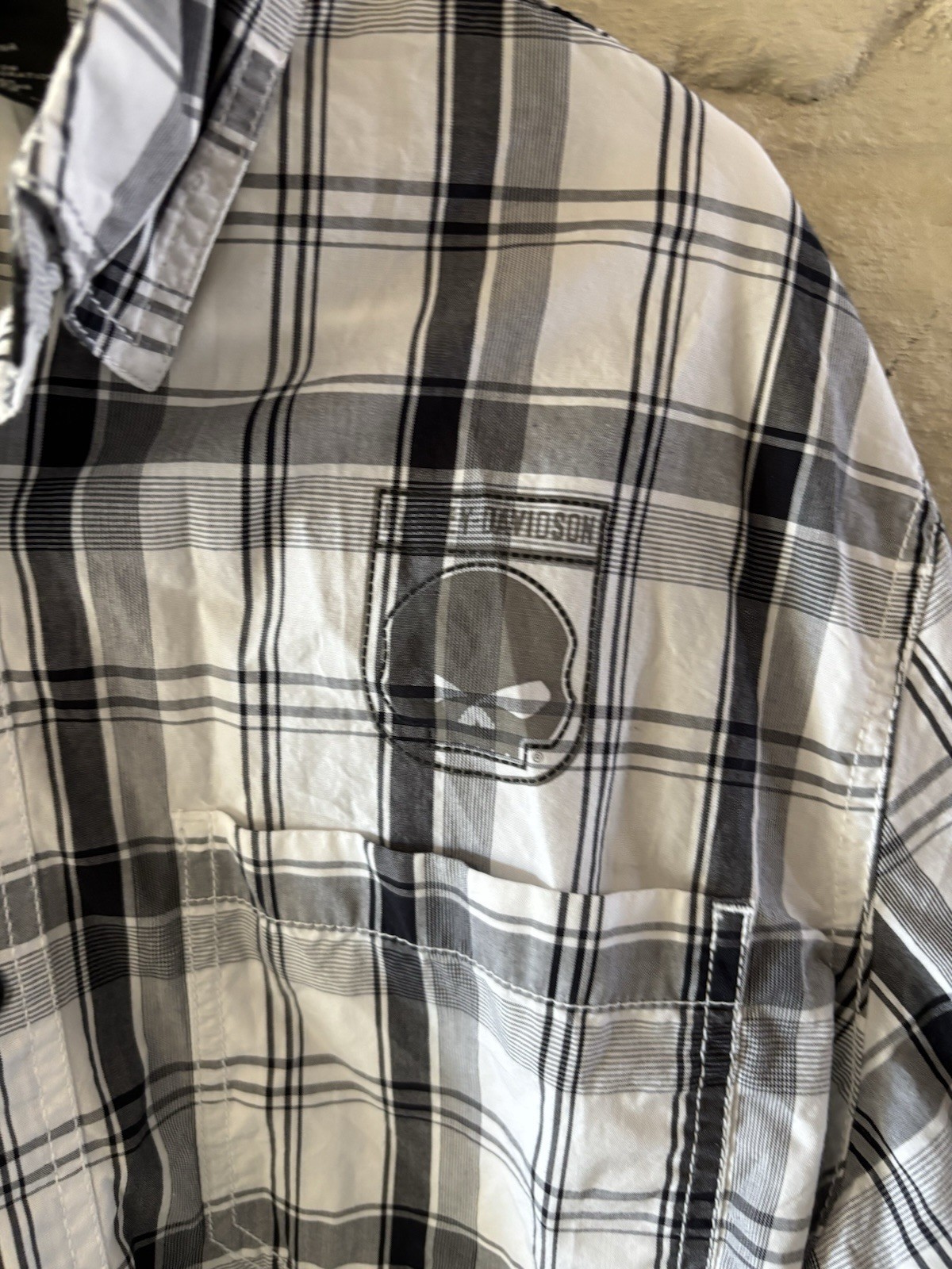 Harley Davidson Plaid Button Down-Large - image 4