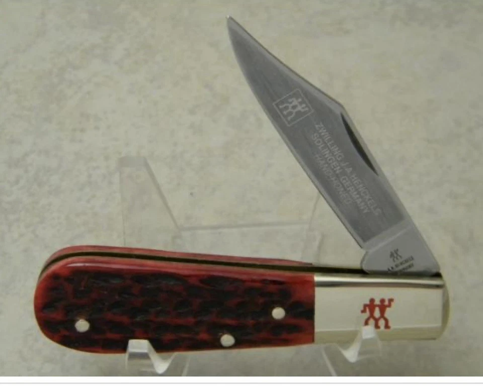 ZWILLING J.A. HENCKELS HK-14-B RED JIGGED BONE BARLOW POCKET KNIFE WITH BOX - Image 2 of 2