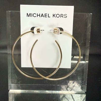 MICHAEL KORS 2.4'' Hoop Earrings Gold Tone Stainless Steel MKJ4161710 $75 NWT
