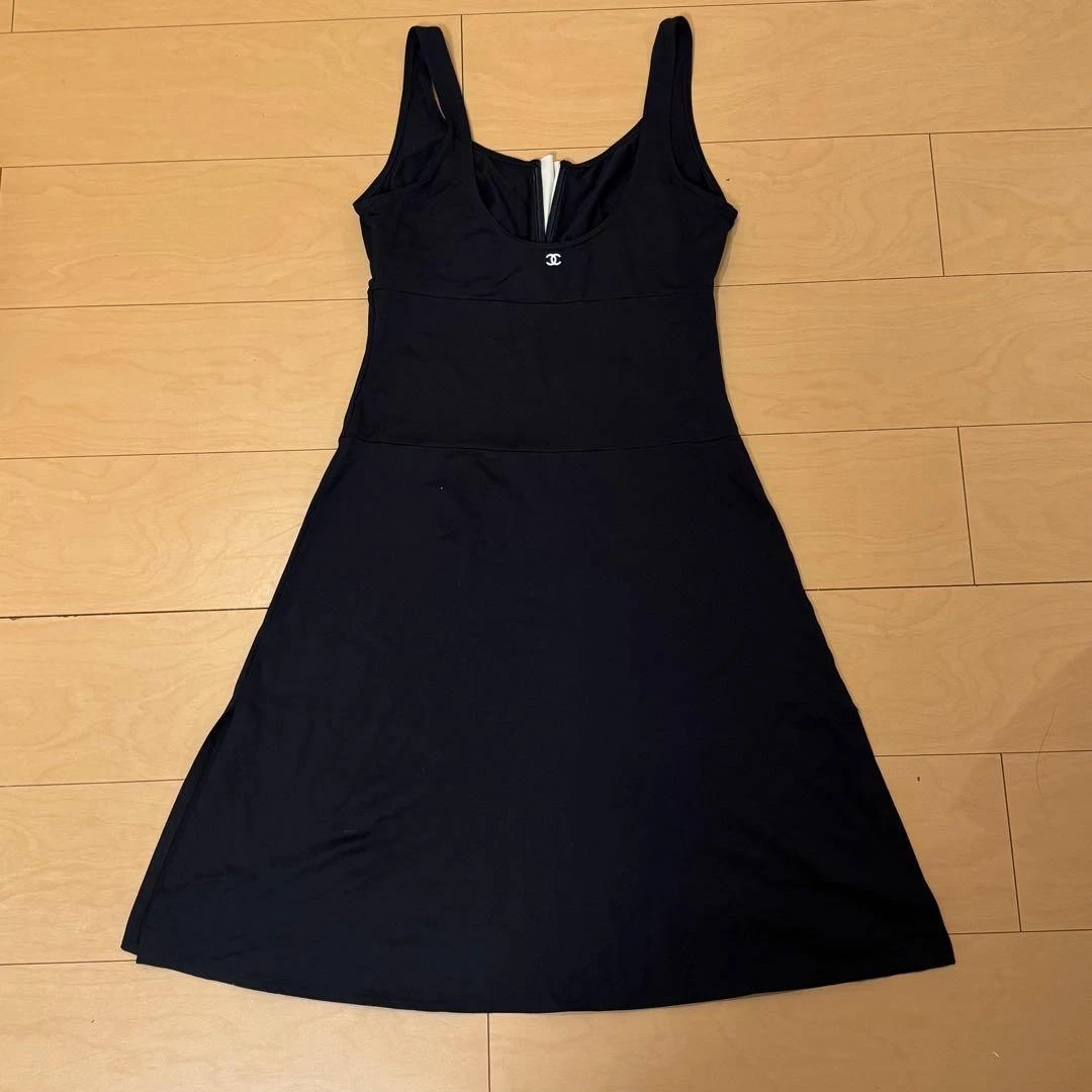 Chanel — CHANEL Coco Mark Swimwear Dress Black One Piece Swimsuit Size 42 SR2125