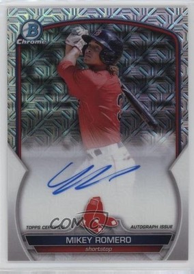 2023 Bowman Chrome Mega Box Chrome Mojo Auto Mikey Romero #BCMA-MR Auto 4k8