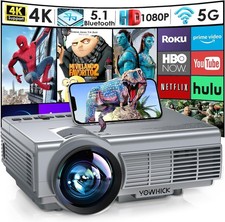 YOWHICK DP01 LED Projector - 1080P Output, 100" Screen Included Grey