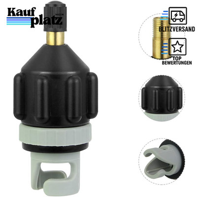 Pumpenadapter Ventiladapter Schwarz Grau Standard für SUP Luftpumpe Kajak Boot