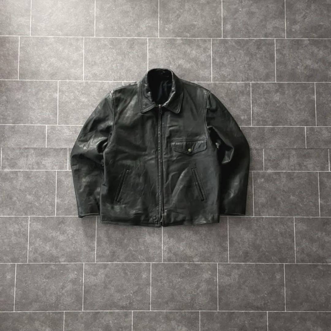 Genuine Leather Opti Zip Biker Jacket 80s Retro Style