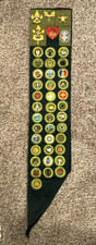 Vintage Boy Scout Merit Badge Sash + Rank Patches/Pins (+ Patches On Back) RARE!