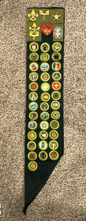 Vintage Boy Scout Merit Badge Sash Rank Patches/Pins ( Patches On Back) RARE!
