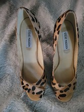 Steve Madden Womens Peep Toe Leopard High Heels Size 9