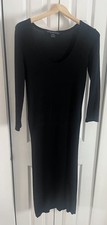 French Connection 6 Babysoft Crew Neck Midi Sweater Dress Black