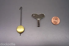 NEW PENDULUM & KEY for Novelty Clocks, Hummel, Black Forest Cuckoo Zappler parts