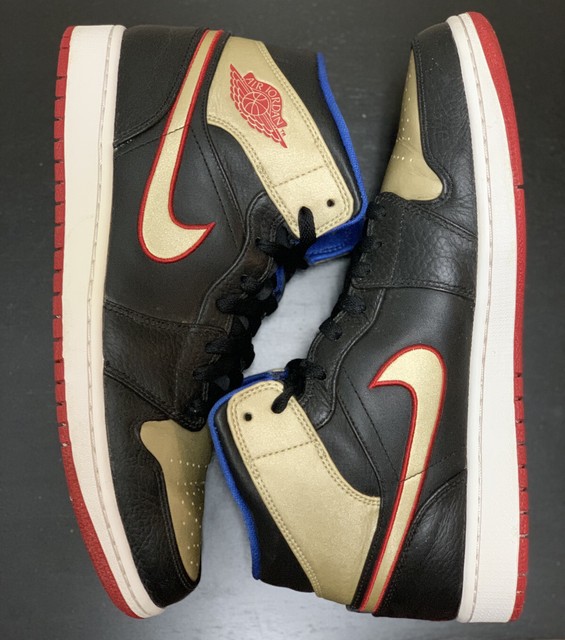 black gold red blue jordan 1