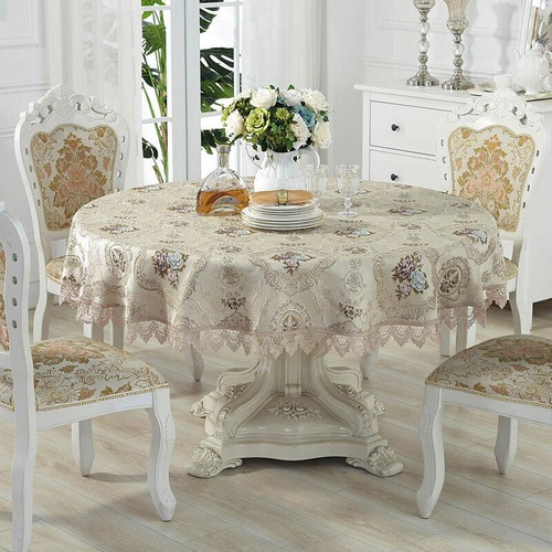 Europäische Spitze Tischdecken Rund Vintage Cutwork Jacquard Blumen Home Tischdecke - Bild 15 von 15
