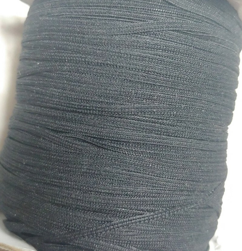 Cordino Elastico Tondo Morbido 3mm Nero - 20 Iarde Per Mascherine E Fai Da Te