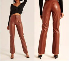 Abercrombie Vegan Leather Pants Womens 14 90  s Straight Ultra High Rise Classic