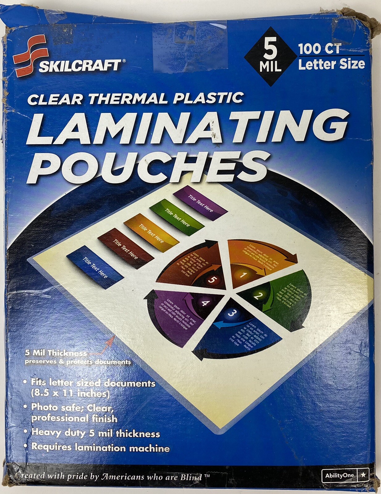Skilcraft Thermal Laminating Pouches, 5 mil, 8.5" x 11", Clear, 100/Box