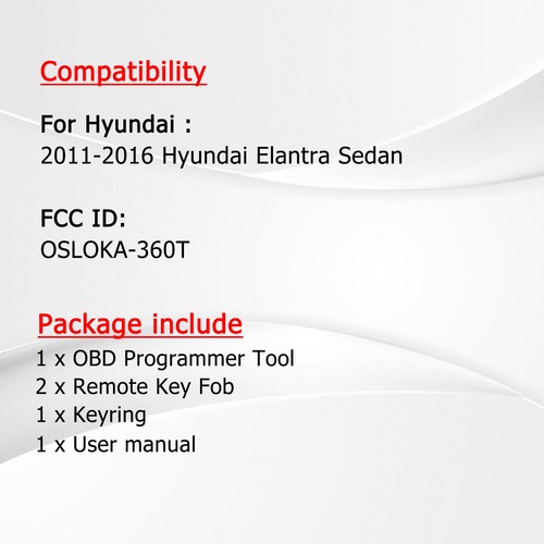 2 For 11 12 13 14 15 16 Hyundai Elantra Sedan Key Fob + Programmer OSLOKA-360T - Picture 2 of 9