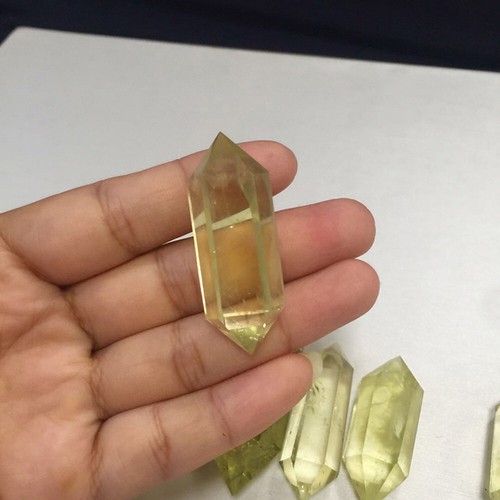 3X Pietra di fusione citrino naturale quarzo cristallo punta bacchetta guarigione Reiki obelisco - Foto 3 di 5